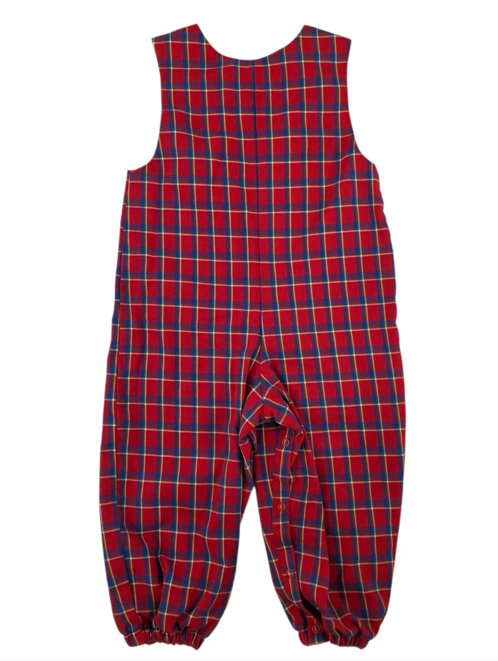 Kelly’s Kids Red Plaid Taxi Applique Overall Romper Boys 4T USA Vintage 80s/90s
